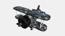 Airplane Cartoon A11 Black Camouflage - Classic Aircraft Low-poly 3D model