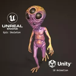  Alien three-eyed Low-poly 3D model