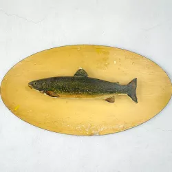 Antique Painted Carved Wood Fish Wall Sculpture 1 3D model