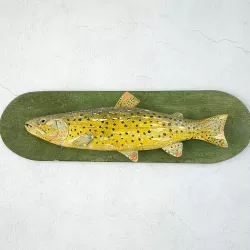 Antique Painted Carved Wood Fish Wall Sculpture 3 3D model