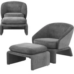 Armchair Design 01 - AD01 Velvet Armachair with Ottoman 3D model