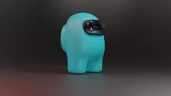 Blue among us character Low-poly 3D model