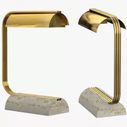 Brass and Travertine Desk Lamp 3D model