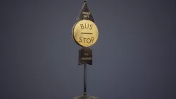 Bus Stop Pole Low Poly  Low-poly 3D model