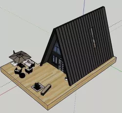 Cabin with all interiors and exteriors Low-poly 3D model