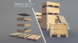 Cargo Wood Pallets Collars Cover EUR EPAL vr-1 Low-poly 3D model