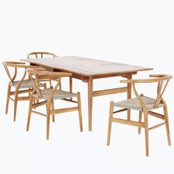 Carl Hansen CH24 Wishbone Chair and CH327 Dining Table 3D model