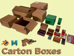 Carton Boxes Low-poly 3D model