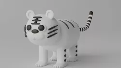 Cartoon Cute White Tiger Low-poly 3D model