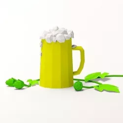 Cartoon low poly beer mug 3D model