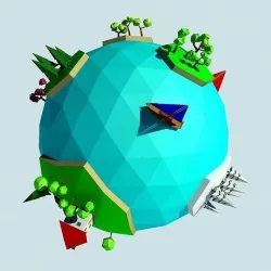 Cartoon low poly planet islands Low-poly 3D model