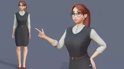 Cartoon Office Girl Rigged Blender  Low-poly 3D model