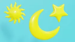 Cartoon Sun star moon Low-poly 3D model