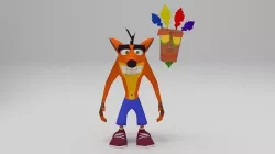 Crash Bandicoot and Aku Aku Cartoon Lowpoly Low-poly 3D model