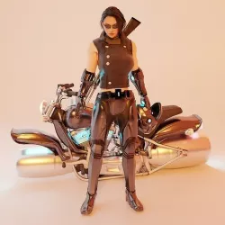 Cyber Biker with Turbo Bike 3D model