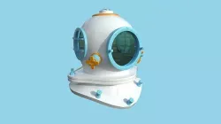 Diving Helmet 09 - Cartoon Blue - Character Design Fashion Low-poly 3D model