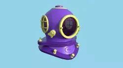 Diving Helmet 10 - Purple Cartoon - Character Design Fashion Low-poly 3D model