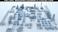 Factory Building Industrial Elements Collection 3D model