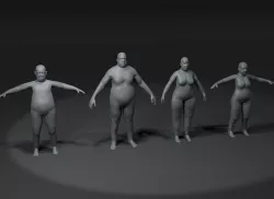 Fat Human Body Base Mesh 3D Model Family Pack 20k Polygons Low-poly 3D model