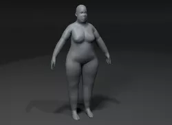 Female Body Fat Base Mesh 3D Model 20k Polygons Low-poly 3D model