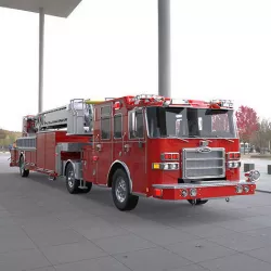 Firetruck Pierce Ascendant 107 Heavy-Duty Tiller Aerial Ladder Low-poly 3D model