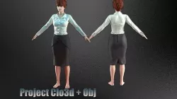  Fitted shirt with a strict skirt 3D model