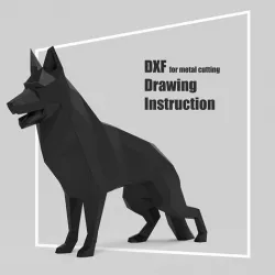 German shepherd made of sheet metal dxf 3D model
