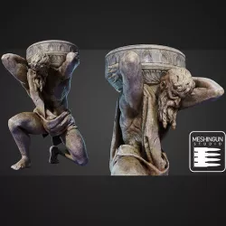 Gothic Pillar Statue  Low-poly 3D model