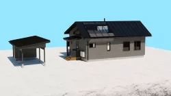 Gray Wooden House with Glass Roof 3D model