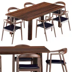 HATA CHAIR and SPO African Walnut Table 3D model