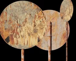 Highway-Rail Grade Crossing Advance Warning Rusted and Old Sign Low-poly 3D model