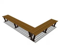 L Wooden Bench 3D model