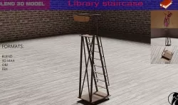 Library staircase Low-poly 3D model