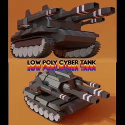 low poly cyber tank Low-poly 3D model