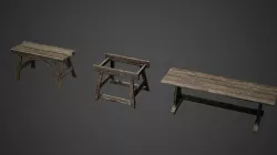 Medieval Tables Game Ready Low-poly 3D model