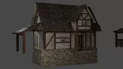 Medieval tavern house Low-poly 3D model