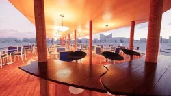 Mini cafe top deck below deck-Wooden concept 3D model
