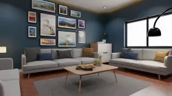 Modern Interior Living Room Set - Interior scene 3D model Low-poly 3D model