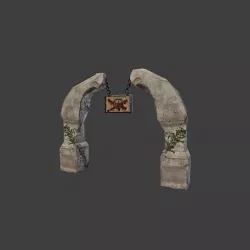 Old broken stone arch-Game ready Low-poly 3D model