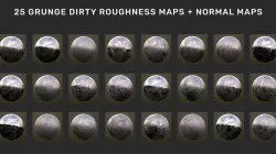 Pack  25 Grunge Dirty Roughness Maps and Normal Maps  Texture