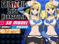 Pack Lucy Heartfilia Fairy Tail anime - Model 3D Low-poly 3D model