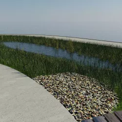 Pond - Lake - BioSwale With Boardwalk 3D model