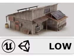 Post Apocalyptic House - Wooden - Old Low-poly 3D model
