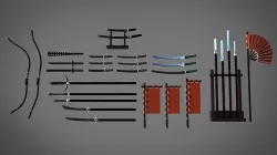 Samourai ands ninja weapons 3D model