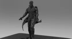 Sci-fi armored warrior with guns 3D model
