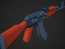 Stylized AK-47 Low Poly Mobile Ready Low-poly 3D model
