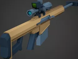 Stylized Barrett M107 Sniper Low Poly Mobile Ready Low-poly 3D model