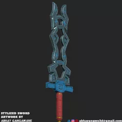 Stylized Sword CGTrader Low-poly 3D model