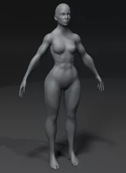 Superhero Female Body Base Mesh 3D Model 20k Polygons Low-poly 3D model