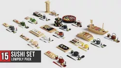 Sushi Set Pack Low-poly 3D model